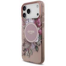 Заредете изображение във визуализатора на галерията – GUESS case for IPHONE 17 Pro Max compatible with MagSafe GUHMP17XHFWBRCESP (IML Flowers with Pearl Strap) pink
