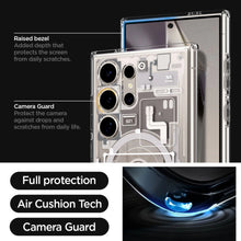Заредете изображение във визуализатора на галерията – Spigen Ultra Hybrid OneTap Ring Case with MagSafe for Samsung Galaxy S24 Ultra - Transparent (Zero One Pattern)
