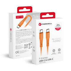 Силиконов кабел USB C към USB C Forcell F-Energy QC4.0 PD 3A 60W 1 m C344 - оранжев