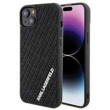 Заредете изображение във визуализатора на галерията – Karl Lagerfeld 3D Rubber Multi Logo case for iPhone 15 Plus - black
