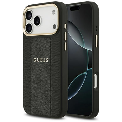 GUESS case for IPHONE 17 Pro Max compatible with MagSafe GUHMP17XPG4SEMCK (PU W/ 4G Stripe) black