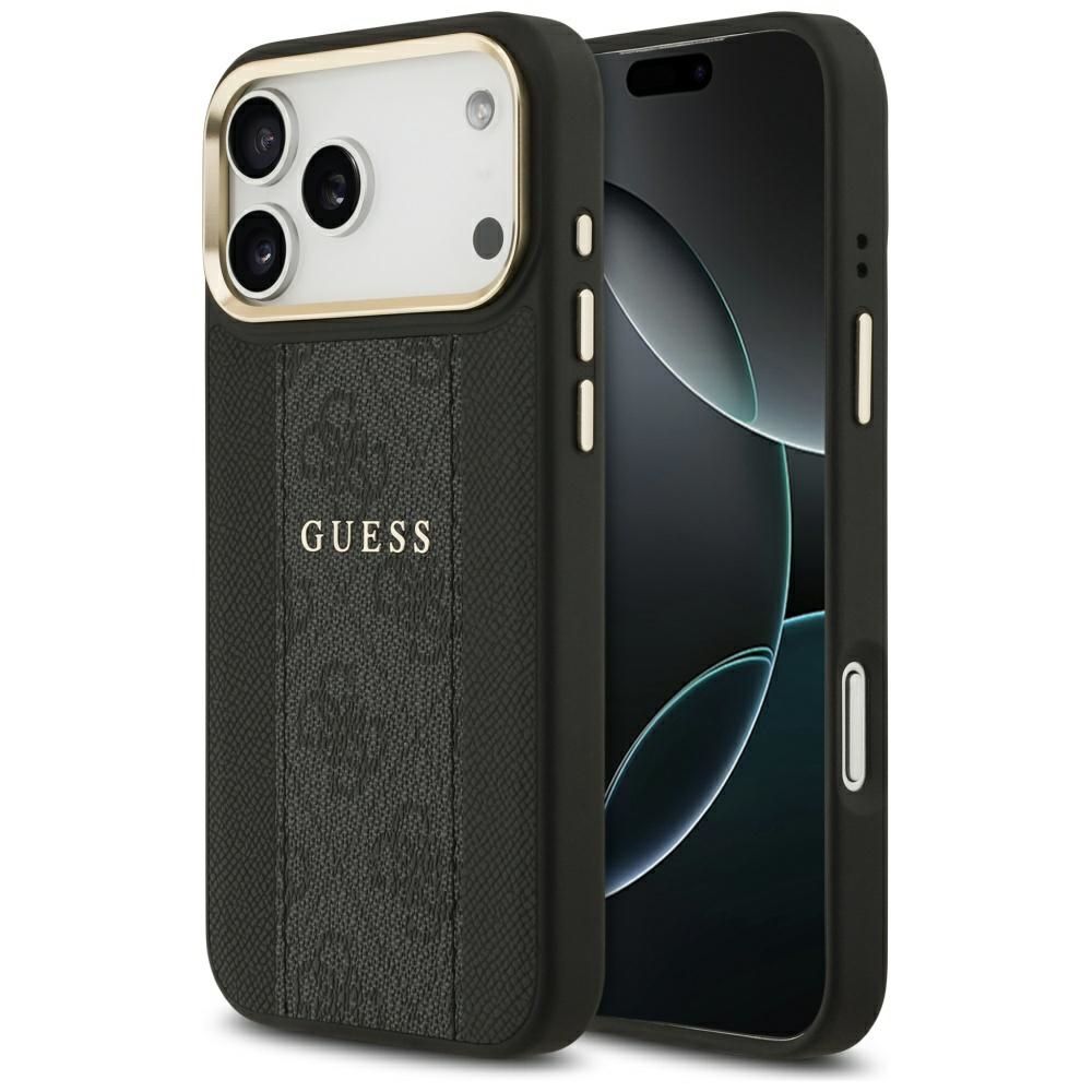 GUESS case for IPHONE 17 Pro Max compatible with MagSafe GUHMP17XPG4SEMCK (PU W/ 4G Stripe) black