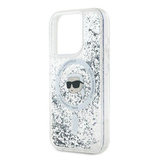 Заредете изображение във визуализатора на галерията – Karl Lagerfeld Liquid Glitter Karl Head MagSafe case for iPhone 15 Pro Max - transparent
