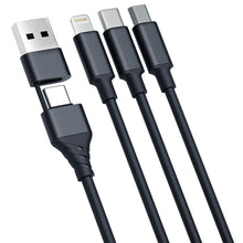 Заредете изображение във визуализатора на галерията – 3mk Hyper Cable 3in1 USB-A - USB-C / USB-C - micro USB - Lightning 1.5m - black
