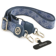 Заредете изображение във визуализатора на галерията – GUESS universal strap GUUCNP4DGMB (4G PU Strap Tether Patch Strass Metal Logo) blue
