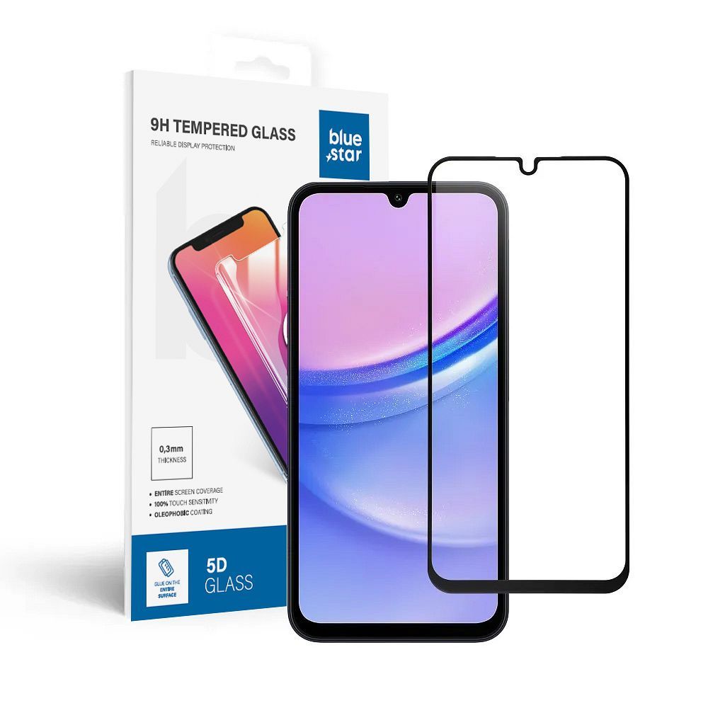 Tempered Glass син Star - SAMSUNG A15 5G Full Face (full glue with frame/small size) - черен Tempered Glass син Star