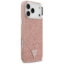 Заредете изображение във визуализатора на галерията – GUESS case for IPHONE 17 Pro Max compatible with MagSafe GUHMP17XPFGTSCMP (PU Glitter W/ Triangle Logo) pink
