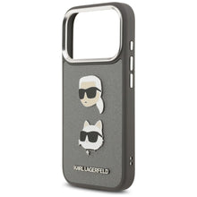 Заредете изображение във визуализатора на галерията – KARL LAGERFELD case for IPHONE 17 Pro KLHCP17LPSFDHPOG (FW Grained PU W/ K&amp;C Heads Pin &amp; Logo) gray
