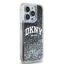 Заредете изображение във визуализатора на галерията – DKNY case for IPHONE 15 Pro DKHCP15LLBNAEK (DKNY HC Liquid Glitters W/Arch Logo) black
