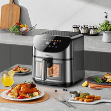 Заредете изображение във визуализатора на галерията – HOCO Air Fryer with touch screen and window 8L 1700W HE21 black
