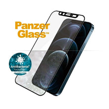 Заредете изображение във визуализатора на галерията – PanzerGlass E2E Microfracture antibacterial glass with camera cover for iPhone 12 Pro Max - with black frame
