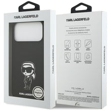 Заредете изображение във визуализатора на галерията – KARL LAGERFELD case for IPHONE 17 Pro Max compatible with MagSafe KLHMP17XSKIGROK (Silicone W/ KL Sketch &amp; Logo) black
