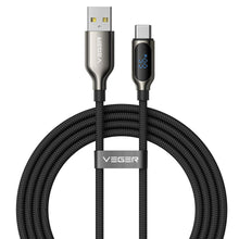 Заредете изображение във визуализатора на галерията – Cable with LED light indicator Type C to Type C VEGER PD 5A 100W CC1-ZSD 1,5 m black

