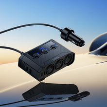 Заредете изображение във визуализатора на галерията – Car charger Hoco 2xUSB A + 2xUSB C+3x cigarette lighter ports PD QC3.0 240W Z64 black
