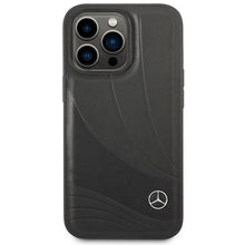 Заредете изображение във визуализатора на галерията – Mercedes Leather Wave Pattern case for iPhone 14 Pro Max - black
