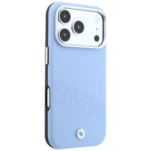 Заредете изображение във визуализатора на галерията – BMW case for IPHONE 18 Pro/17 Pro compatible with MagSafe (Sign Inclined Deboss Letters) blue

