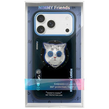 Заредете изображение във визуализатора на галерията – NIMMY case GLASSES COOL CAT compatible with MagSafe for IPHONE 17 Pro Max black blue
