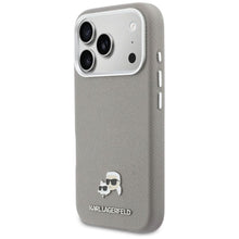 Заредете изображение във визуализатора на галерията – KARL LAGERFELD case for IPHONE 17 Pro Max compatible with MagSafe KLHMP17X6PFKCLG (PU FW W/ K&amp;C Head Pin) gray
