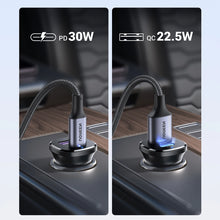 Заредете изображение във визуализатора на галерията – Ugreen EC305 25845 car charger USB-C USB-A 30W - black
