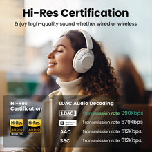 Заредете изображение във визуализатора на галерията – Ugreen HP202 HiTune Max5 on-ear wireless headphones with hybrid ANC noise reduction - white
