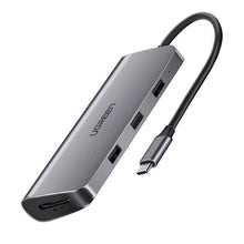 Заредете изображение във визуализатора на галерията – Ugreen CM179 9in1 USB-C - 3x USB-A 3.0 / HDMI / VGA / RJ45 / TF / SD card reader / USB-C adapter - gray
