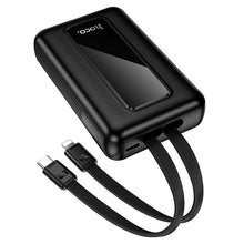Заредете изображение във визуализатора на галерията – Powerbank 10000 mAh QC PD 22,5W with built-in cables USB C+ Lightning Hoco J162 black
