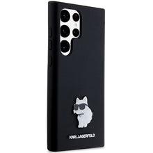 Заредете изображение във визуализатора на галерията – Original Pouch KARL LAGERFELD  hardcase Silicone Choupette Metal Pin KLHCS24LSMHCNPK for Samsung Galaxy S24 Ultra black
