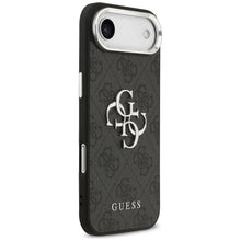 Заредете изображение във визуализатора на галерията – GUESS case for IPHONE 17 Air GUHCP17MP4G4SMCK (4G PU Leather Case with Big 4G and Classic Logo and Silver Metal Camera Frame) black
