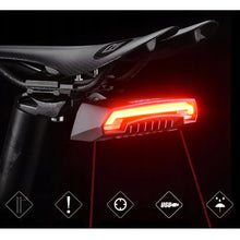 Заредете изображение във визуализатора на галерията – Rockbros LKWD-R1 rear bicycle light with laser and remote control + micro USB cable - USB-A - black
