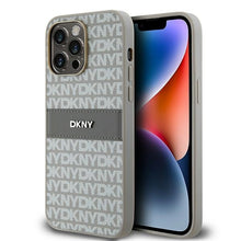 Заредете изображение във визуализатора на галерията – Original Case DKNY hardcase Leather Mono Stripe &amp; Metal Logo DKHCP14XPRTHSLE for Iphone 14 Pro Max beige
