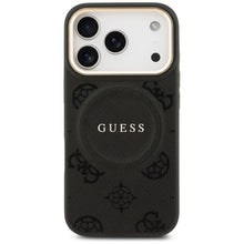 Заредете изображение във визуализатора на галерията – GUESS case for IPHONE 17 Pro compatible with MagSafe GUHMP17LPSAMSECK (PU W/ Peony Hot Stamp) black
