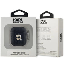 Заредете изображение във визуализатора на галерията – Karl Lagerfeld Monogram Karl Head case for AirPods 1 / 2 - black
