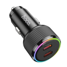 Заредете изображение във визуализатора на галерията – HOCO car charger 2 x Type C QC PD 50W NZ14B black
