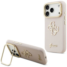 Заредете изображение във визуализатора на галерията – GUESS case for IPHONE 17 Pro GUHCP17LPCS4GSP (Grained PU Big 4G &amp; Stand Camera) pink
