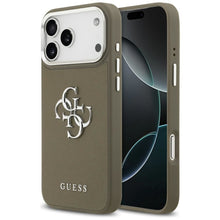 Заредете изображение във визуализатора на галерията – GUESS case for IPHONE 17 Pro Max compatible with MagSafe GUHCP17XPG4SMCEW (Grained PU W/ Big 4G Classic Logo) brown
