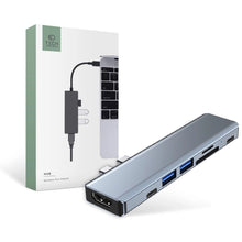 Заредете изображение във визуализатора на галерията – HUB Tech-Protect V5 7in1 2x USB-C - USB-A 3.0 / USB-A 2.0 / 2x USB-C / HDMI / micro SD / TF / SD card reader - gray
