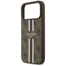 Заредете изображение във визуализатора на галерията – GUESS case for IPHONE 17 Pro Max compatible with MagSafe GUHMP17XP4RPSW (4G Printed Stripes) brown
