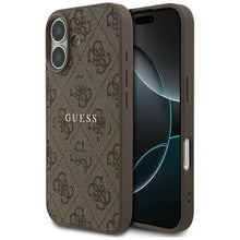 Заредете изображение във визуализатора на галерията – GUESS case for IPHONE 17 compatible with MagSafe GUHMP17SG4GFRW (PU 4G Ring Classic Logo) brown
