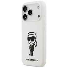 Заредете изображение във визуализатора на галерията – KARL LAGERFELD case for IPHONE 17 Pro compatible with MagSafe KLHMP17LSKIGROH (Silicone W/ KL Sketch &amp; Logo) white
