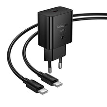Заредете изображение във визуализатора на галерията – Phone charger Hoco USB C QC PD 25W + cable USB C to USB C N76 black
