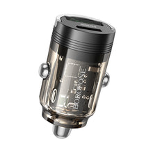 Заредете изображение във визуализатора на галерията – Borofone Car charger BZ29A Talented - USB + Type C - QC 3.0 PD 36W 3A transparent-black
