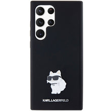 Заредете изображение във визуализатора на галерията – Original Pouch KARL LAGERFELD  hardcase Silicone Choupette Metal Pin KLHCS24LSMHCNPK for Samsung Galaxy S24 Ultra black
