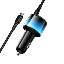 Заредете изображение във визуализатора на галерията – Car charger Hoco USB A + 2xUSB C PD QC3.0 57W with USB C to C cable Z69B black
