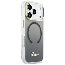 Заредете изображение във визуализатора на галерията – GUESS case for IPHONE 17 Pro compatible with MagSafe GUHMP17L5HTGMCSK (IML Gradient Script Metal) black
