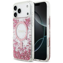 Заредете изображение във визуализатора на галерията – GUESS case for IPHONE 17 Pro Max compatible with MagSafe GUHMP17XRGRGEP (Resin Bottom Glitter) pink
