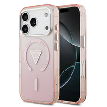 Заредете изображение във визуализатора на галерията – GUESS case for IPHONE 17 Pro compatible with MagSafe GUHMP17LHGTMLCGP (IML Gradient W/ Triangle Logo) pink
