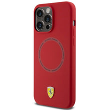 Заредете изображение във визуализатора на галерията – Ferrari Silicone Printed Ring MagSafe case for iPhone 15 Pro Max - red

