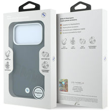 Заредете изображение във визуализатора на галерията – BMW case for IPHONE 18 Pro/17 Pro compatible with MagSafe (Sign Inclined Deboss Letters) grey

