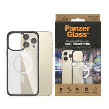 Заредете изображение във визуализатора на галерията – PanzerGlass ClearCase case with MagSafe antibacterial for iPhone 14 Pro Max - transparent and black
