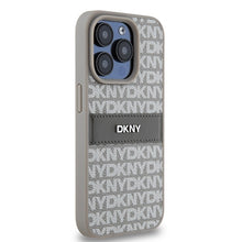 Заредете изображение във визуализатора на галерията – Original Case DKNY hardcase Leather Mono Stripe &amp; Metal Logo DKHCP15LPRTHSLE for Iphone 15 Pro beige
